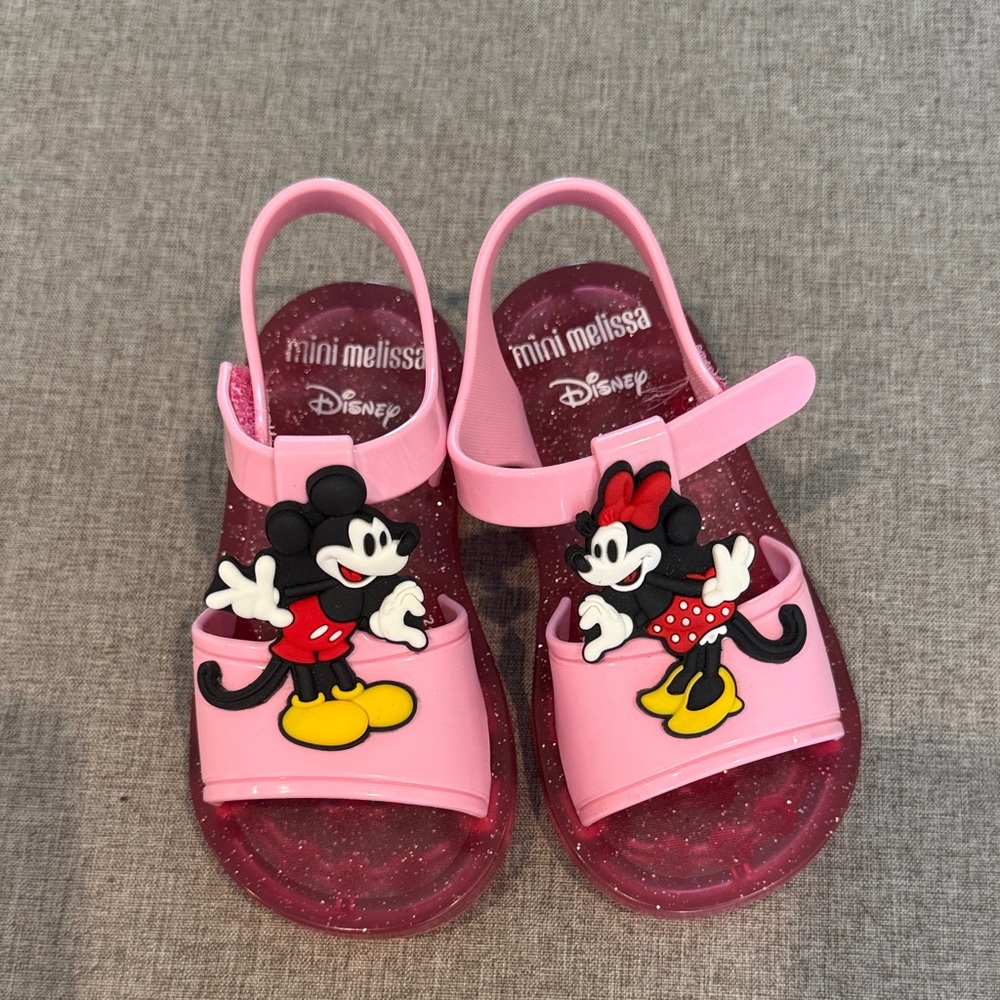 Mini Melissa Disney Pink Glitter Sandals